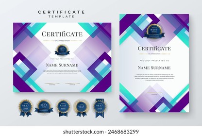 Colorful colourful certificate of corporate template. Clean modern certificate with gold badge. Certificate border template with luxury and modern line pattern