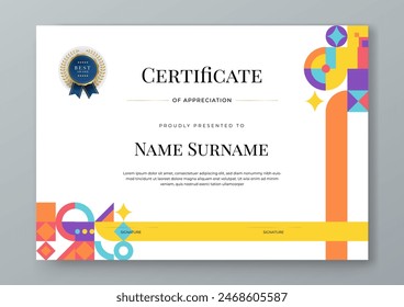 Colorful colourful certificate design with luxury and modern certificate award design template pattern