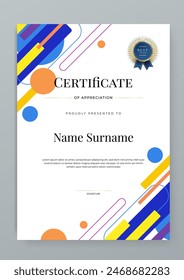 Colorful colourful certificate design with luxury and modern certificate award design template pattern. For creative award, business, and education needs