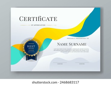 Colorful colourful certificate design with luxury and modern certificate award design template pattern