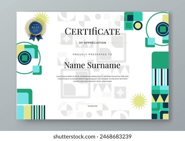 Diseño colorido colorido del certificado con el patrón de la Plantilla del diseño del certificado de lujo y moderno. Para premios creativos, negocios y necesidades educativas