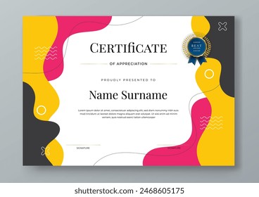 Colorful colourful certificate modern elegant for appreciation, achievement, awards diploma, corporate. For creative award, business, and education needs