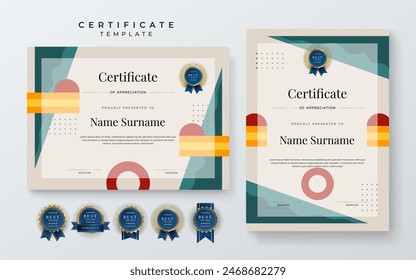 Colorful colourful certificate modern elegant for appreciation, achievement, awards diploma, corporate. For creative award, business, and education needs