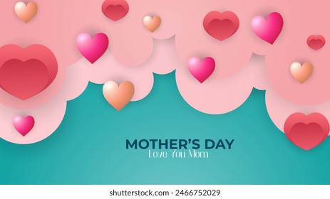 Colorful colourful elegant mothers day background with love balloons vector illlustration. Happy mothers day event poster for greeting design template and mother's day celebration