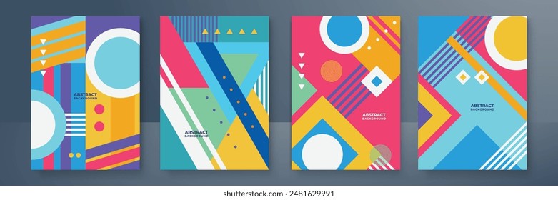 Colorful colourful modern vector abstract creative design shapes covers. Colorful gradient geometric design for poster, banner, brochure, leaflet, cover, magazine, or flyer