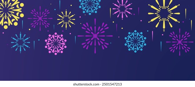 Colorful colourful simple and various fireworks new year banner