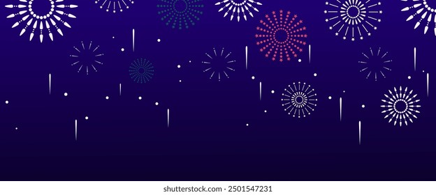 Colorful colourful simple and various fireworks new year banner
