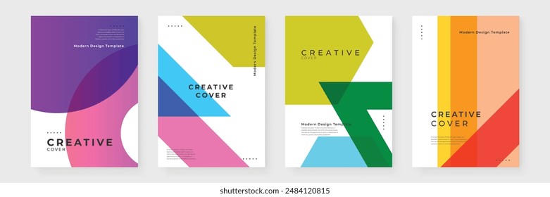 Colorful colourful vector abstract creative cover collection design with shapes. Minimalist simple colorful poster for banner, brochure, corporate, website, report, resume, and flyer