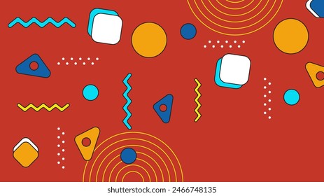 Colorful colourful vector abstract flat geometric memphis hipster shapes background
