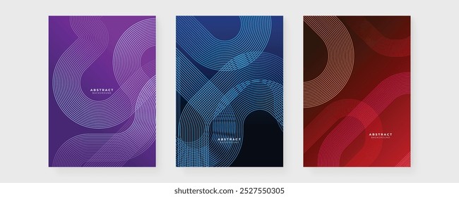 Colorido vetor abstrato tecnologia futurista brilho com formas de linha poster. Modelo de capa moderno para relatório anual, folheto, brochura, apresentação, cartaz e catálogo