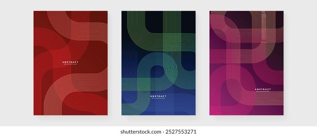 Colorful colourful vector abstract technology futuristic glow with line shapes poster. Modern cover template for annual report, flyer, brochure, presentation, poster, and catalog