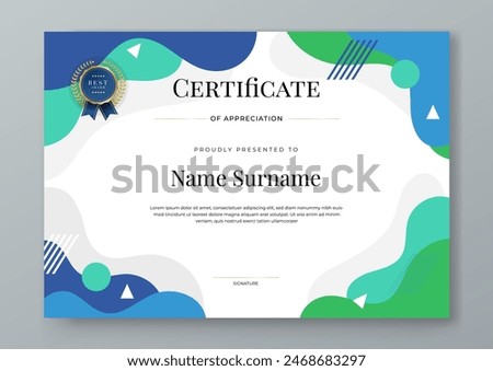 Colorful colourful vector award certificate template fancy modern abstract for corporate. For creative award, business, and education needs