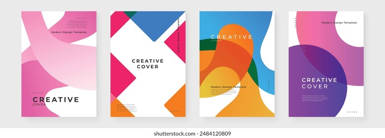 Bunte bunte Vektorgrafik flache kreative Design abstrakte Formen Cover. Minimalistisch schlichtes farbiges Poster für Banner, Broschüre, Unternehmen, Website, Bericht, Lebenslauf und Flyer