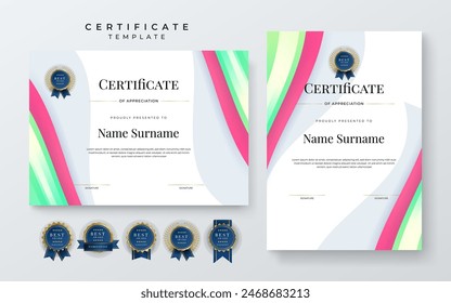 Colorful colourful vector flat and gradient modern certificate template for corporate or awards