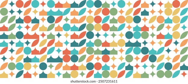 Colorido Anuncio de mosaico plano de Vector con Formas