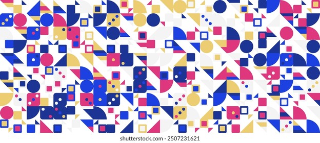 Colorful colourful vector flat mosaic banners with shapes