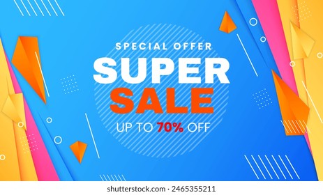 Colorful colourful vector gradient mega super sale background. Vector super sale template design. Big sales special offer. End of season party background