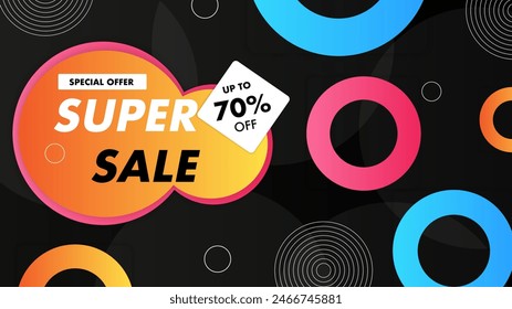 Colorful colourful vector gradient mega super sale background. Vector super sale template design. Big sales special offer. End of season party background
