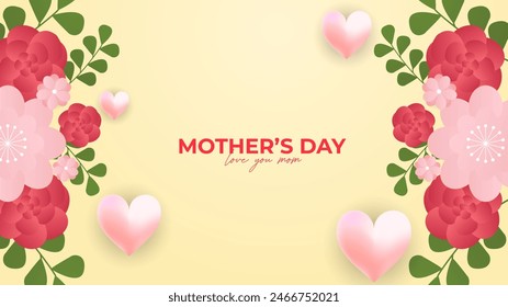 Colorful colourful vector happy mother's day background design with heart. Happy mothers day event poster for greeting design template and mother's day celebration