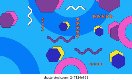 Colorido colorido Ilustración vectorial diseño plano abstracto fondo geométrico memphis