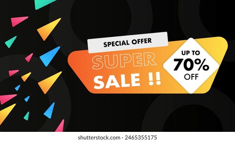 Colorful colourful vector mega sales background with abstract shapes. Vector super sale template design. Big sales special offer. End of season party background