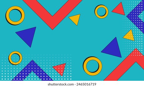 Colorful colourful vector memphis geometric background with shapes
