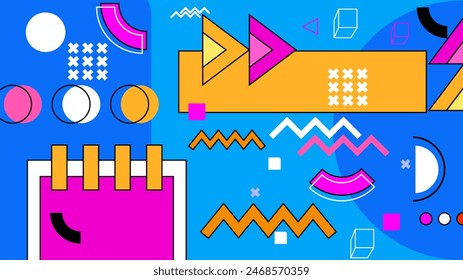 Colorido fondo geométrico de memphis de Vector colorido con Formas
