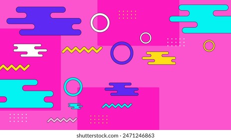 Colorful colourful vector memphis geometric background with shapes