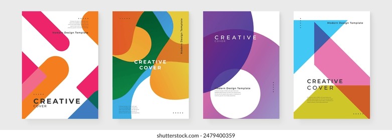 Colorful colourful vector minimalist geometric shapes creative design cover template. Minimalist simple colorful poster for banner, brochure, corporate, website, report, resume, and flyer