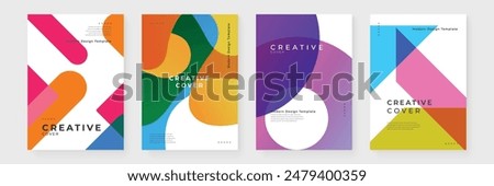 Colorful colourful vector minimalist geometric shapes creative design cover template. Minimalist simple colorful poster for banner, brochure, corporate, website, report, resume, and flyer