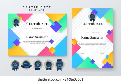 Colorful colourful vector modern elegant and luxury certificate template for corporate
