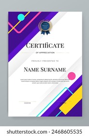 Colorful colourful vector modern elegant and luxury certificate template for corporate