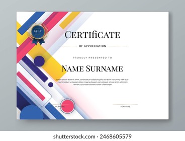 Colorful colourful vector modern elegant and luxury certificate template for corporate