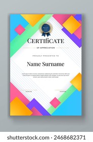 Colorful colourful vector modern luxury certificate corporate template design