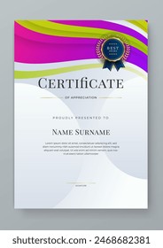 Colorful colourful vector modern luxury certificate corporate template design