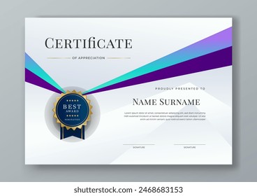 Colorful colourful vector modern luxury certificate corporate template design