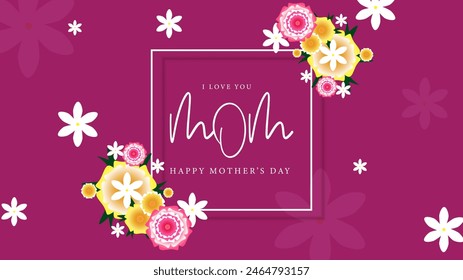 Colorful colourful vector mothers day background with love balloons and flowers illustration. Happy mothers day event poster for greeting design template and mother's day celebration