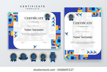 Colorful colourful vector professional and modern award corporate certificate design template. For creative award, business, and education needs