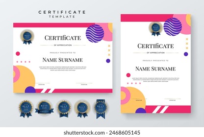 Bunte Vektorgrafik professionelle und moderne Auszeichnung Corporate Certificate Design Vorlage