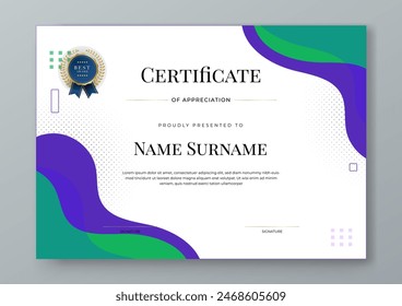 Bunte Vektorgrafik professionelle und moderne Auszeichnung Corporate Certificate Design Vorlage