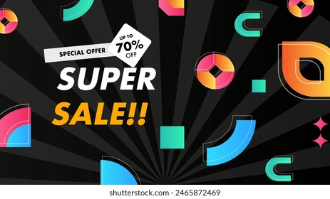 Colorful colourful vector special discount background. Vector super sale template design. Big sales special offer. End of season party background