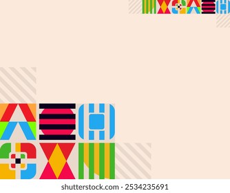 Bunte Kombination von Figuren Abstrakte Textur Hintergrund Design. Vektorgrafik