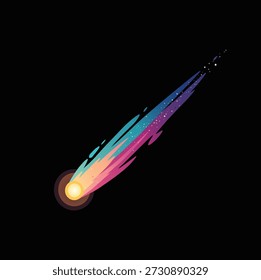 Colorful Comet Flying Through Space