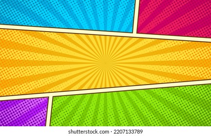 Colorful comic abstract page scene background