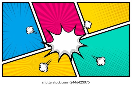 Colorful comic abstract scene page background 