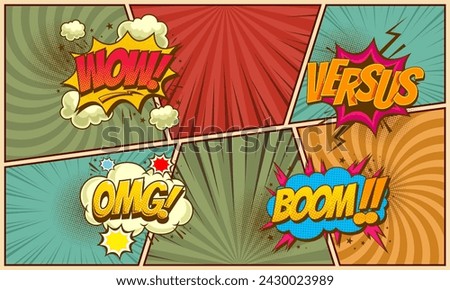 Colorful comic background art with speech bubble expression