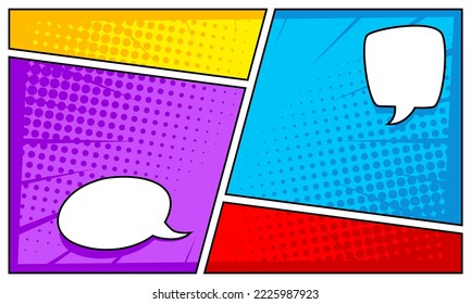 Fondo de cómic colorido con burbuja de habla en blanco