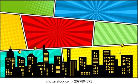 colorful comic background panel template