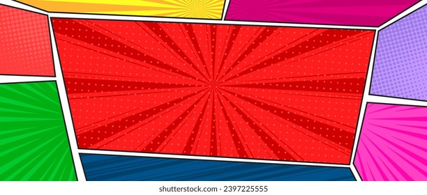 Colorful comic background template scene. vector illustration	