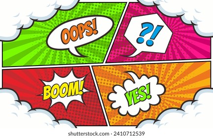 Colorful comic background template. vector design illustration